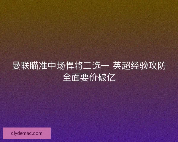 曼联瞄准中场悍将二选一 英超经验攻防全面要价破亿